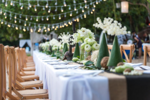 Beautiful table set up by the beach